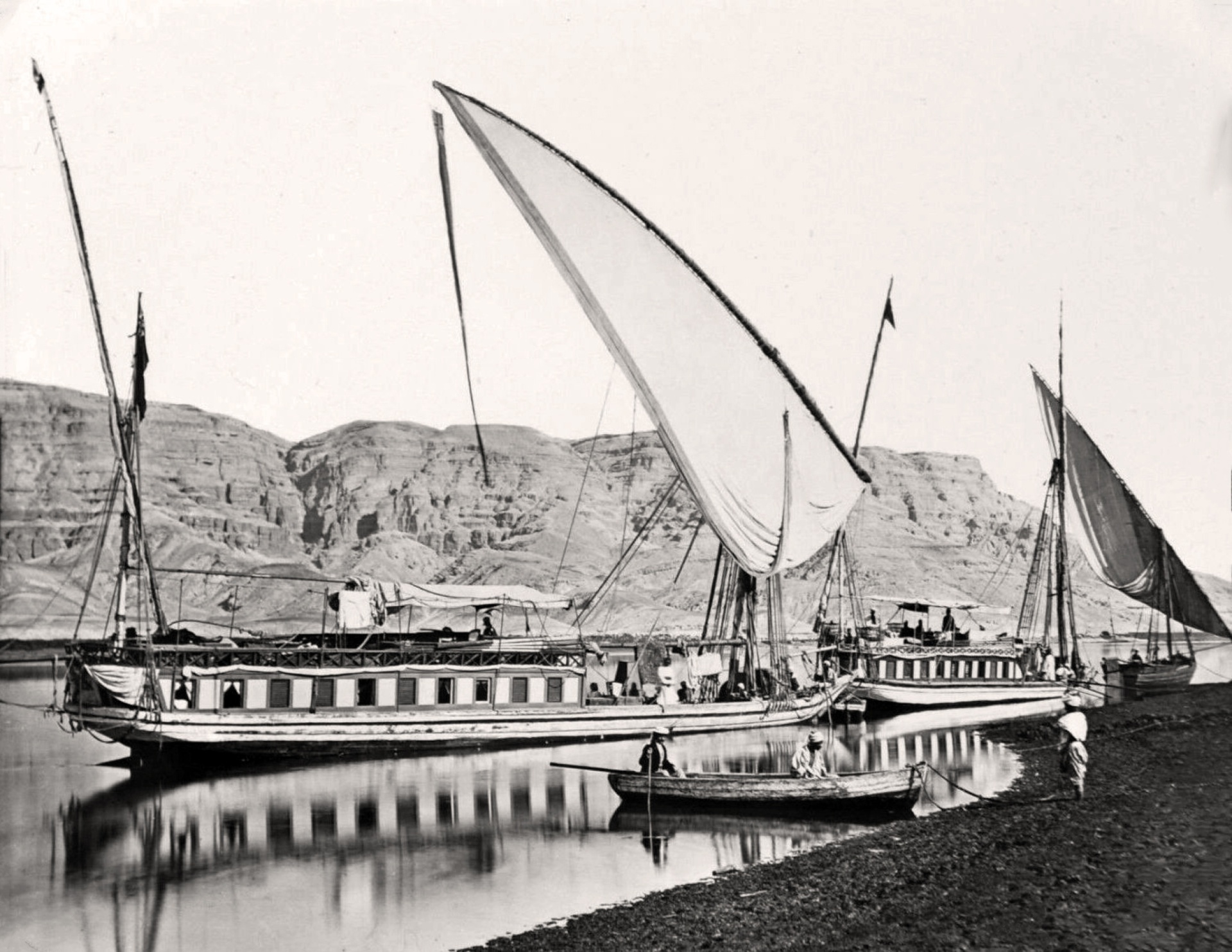 A traditional dahabiya sailing on the Nile
